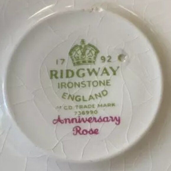 Ridgway Ironstone Anniversary Rose Tea Cup and Saucer - Picture 7 of 7